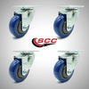 Service Caster 3.5 Inch SS Blue Polyurethane Wheel Swivel Top Plate Caster Set SCC-SS20S3514-PPUB-BLUE-4